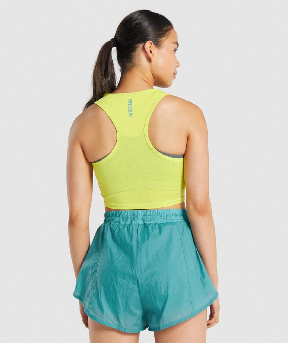 Camiseta Tirantes Gymshark Pulse Crop Mujer Amarillo | CO 2389SGL